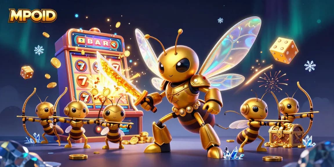 MPOID: Experience thrilling action as the golden hornet samurai and bee archers celebrate a jackpot explosion.