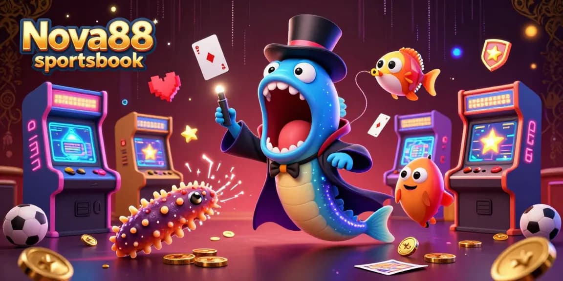 Experience the excitement of Nova88 sportsbook with a vibrant underwater magic show featuring sports betting elements.