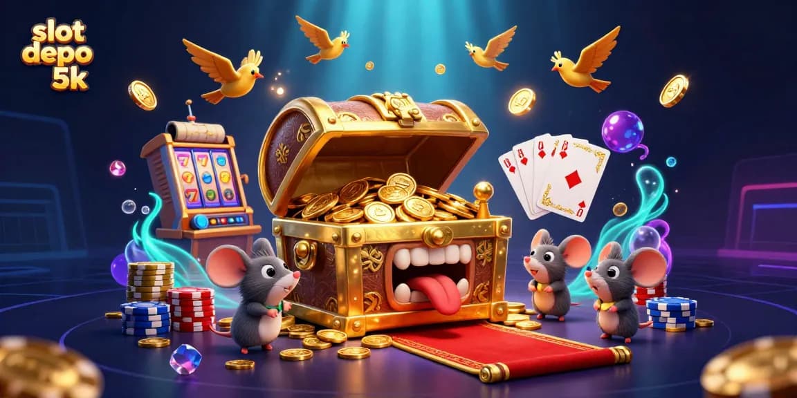 Engage with the thrill of slot depo 5k, featuring rich treasures and dynamic casino elements.