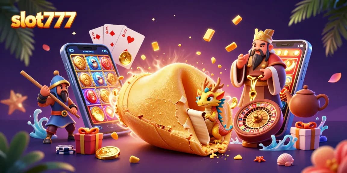 Experience thrilling slot777 adventures with this vibrant 3D casino illustration full of game elements.