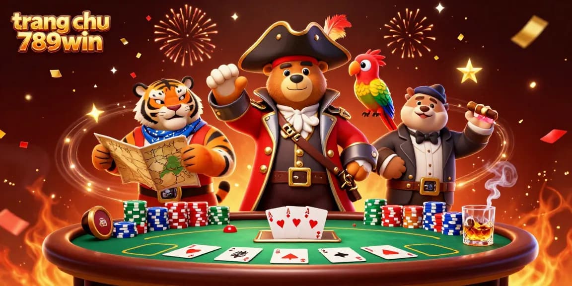Experience the excitement of trang chu 789win with vibrant casino characters and action-filled elements in this illustration.