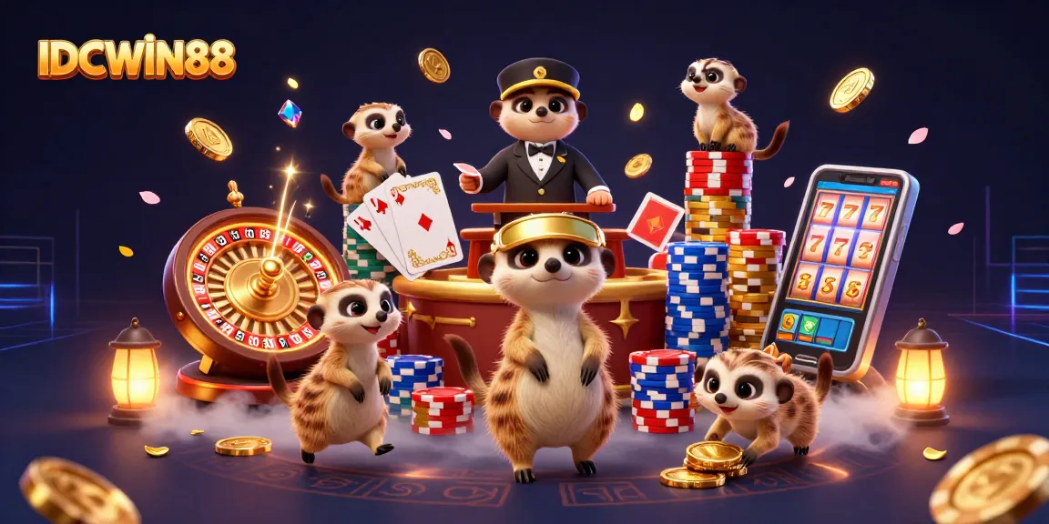 Experience thrilling gameplay with IDCWIN88 in a vibrant 3D casino scene full of excitement.