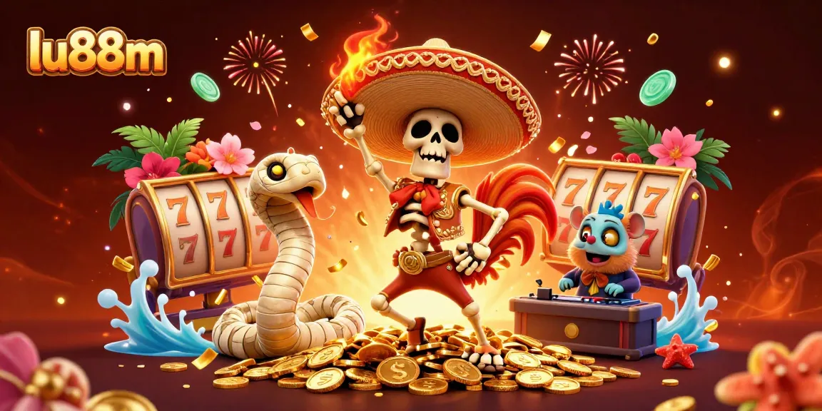 Spin the reels with lu88m as a mariachi rooster celebrates on golden coins, bringing luck and excitement.