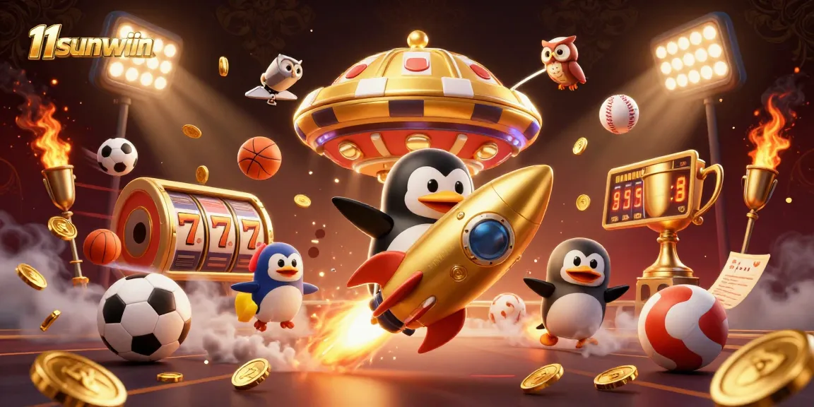 Join the gaming excitement at 11sunwin with thrilling slot reels and a winning penguin!
