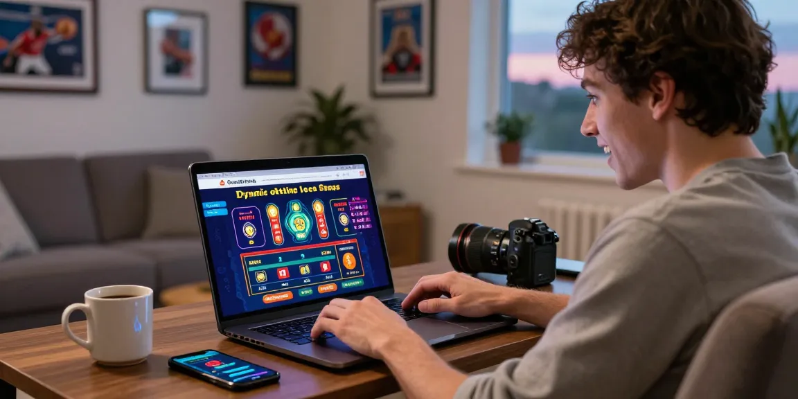Engaged user enjoying Grandbetting platform at home with casino game graphics.