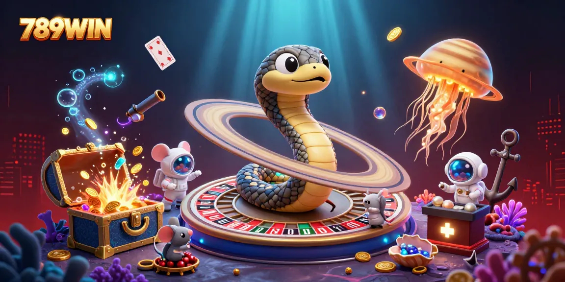 Engage in thrilling bets with 789WIN's cosmic roulette in a vibrant casino scene.
