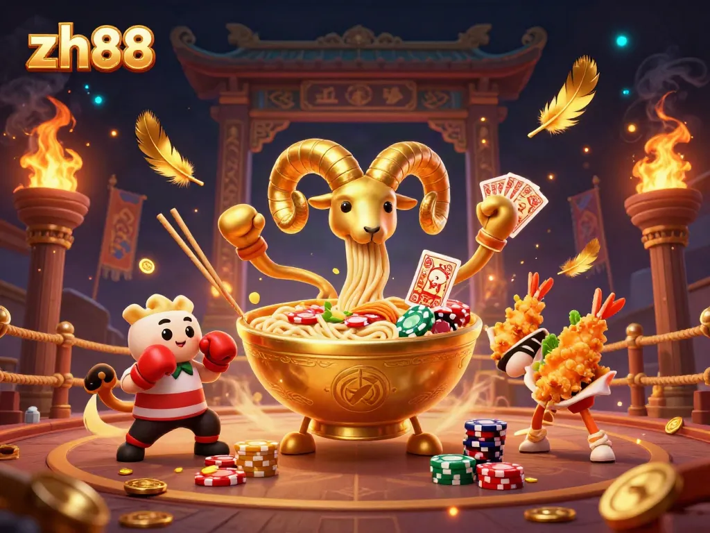 Engage with the zh88 gaming experience, featuring a vibrant casino scene with cards, chips, and characters.
