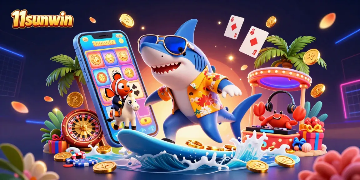 Experience the thrill of 11sunwin with vibrant characters and exciting casino games in a dynamic scene.