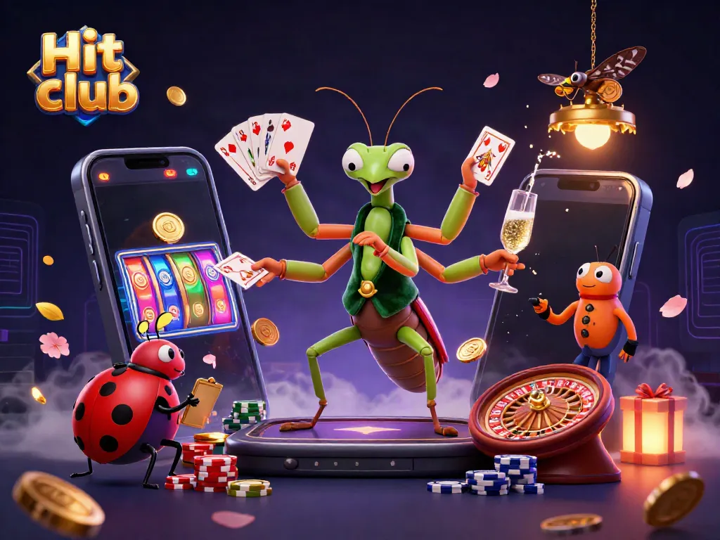 Experience the thrill at Hit club with vibrant casino elements and engaging characters in a playful setting.