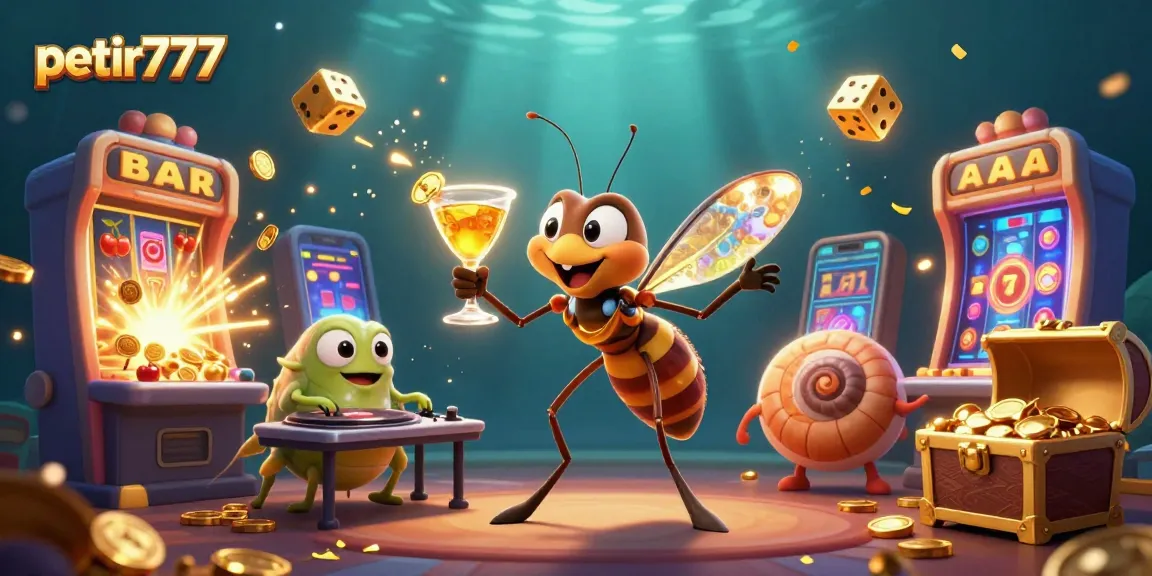 Experience petir777 excitement with a vibrant casino scene alive with animated characters, games, and winning elements.