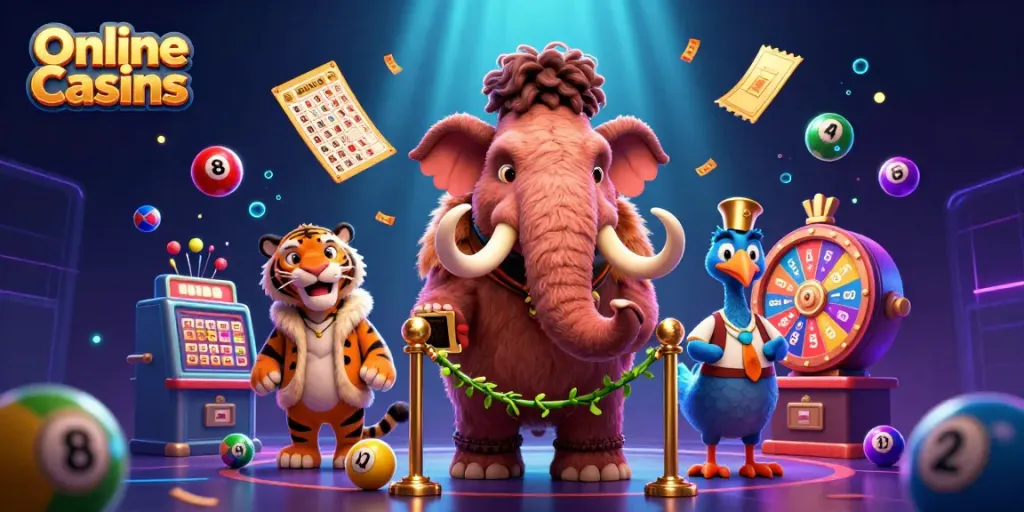 Experience the excitement of Online Casinos with vibrant characters and dynamic game elements.