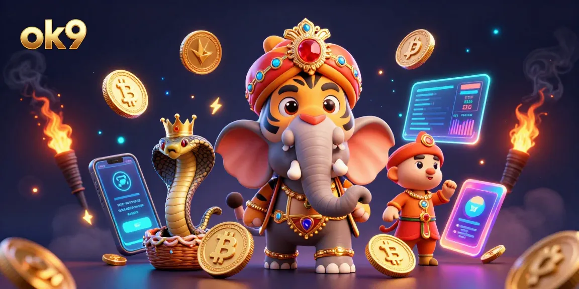 Experience thrilling gameplay and winning strategies at ok9, featuring a vibrant cartoon scene of a majestic casino world.