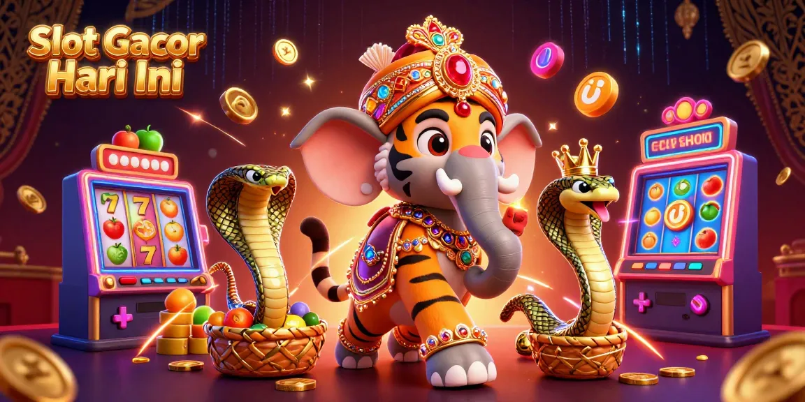 Spin the Slot Gacor Hari Ini with a vibrant scene featuring a maharaja and rich casino elements.