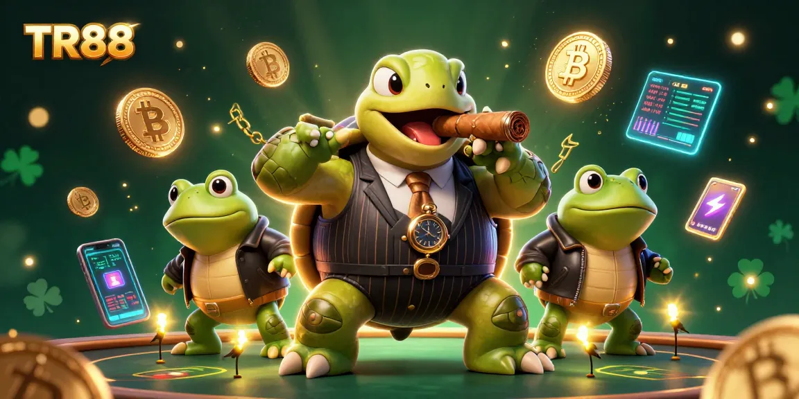 Enjoy thrilling gameplay at TR88 with a vibrant casino scene featuring a mobster turtle and frog enforcers.