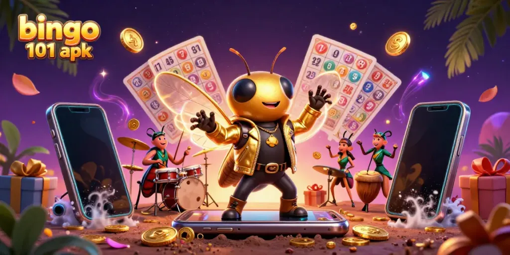 Experience big wins with bingo 101 apk as a colorful scene showcases a vibrant bingo game.
