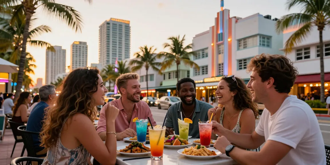 Pengalaman bersantai di https://miami4d.com/ dengan teman-teman di kafe luar ruangan Miami.