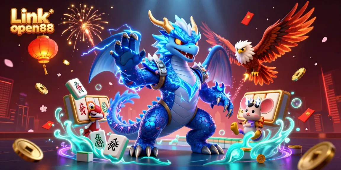 Engage with thrilling casino action at Link open88 featuring vibrant 3D illustrations of dynamic characters and game elements.