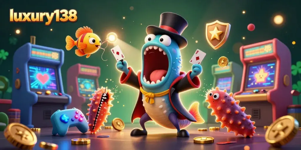 Experience luxury138 in a vibrant 3D gaming scene, showcasing a magical underwater casino