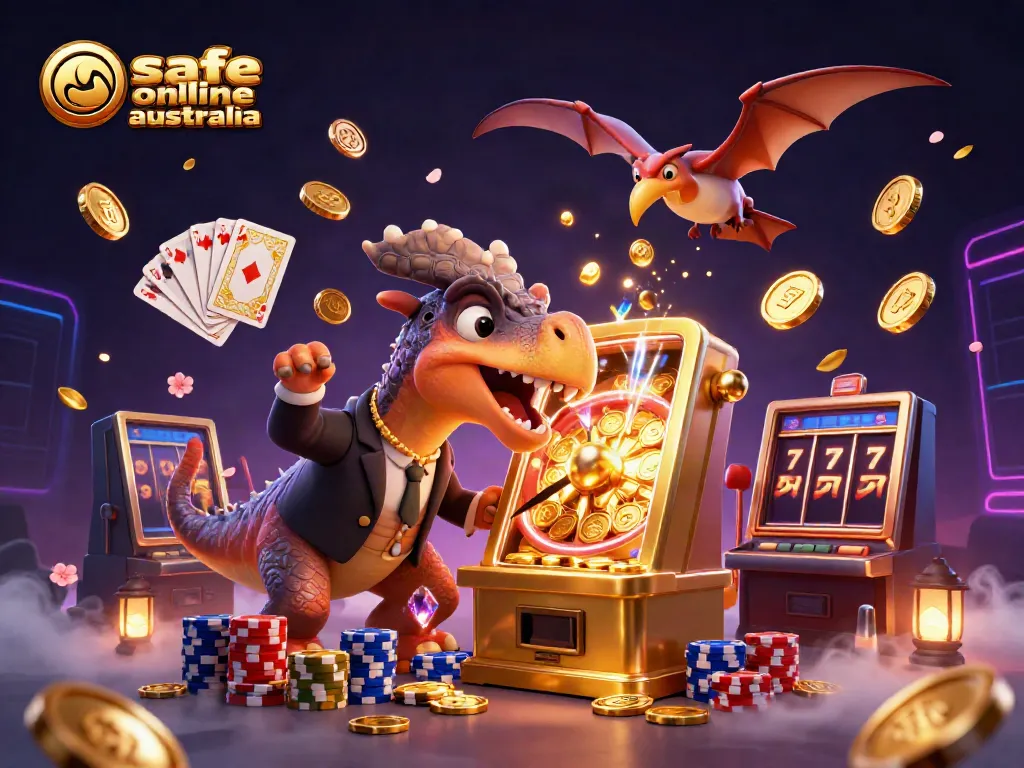Experience the thrill at a safe online casino Australia with colorful pachycephalosaurus hitting a jackpot