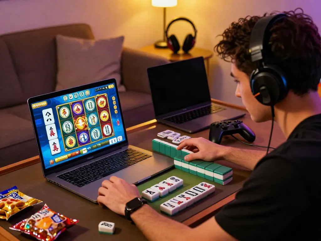 Pengalaman bermain mesinmpo dengan grafis slot Mahjong yang dinamis dan pemain terfokus.