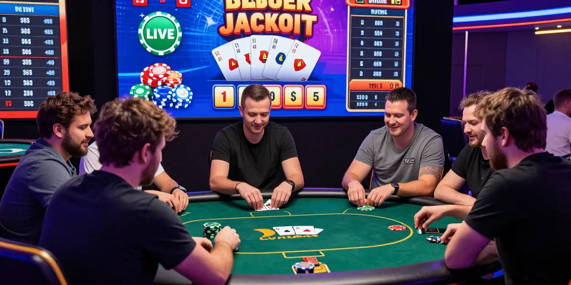 Dewapoker Live Jackpot gaming scene with players celebrating big wins at virtual poker tables, colorful graphics enhancing excitement.