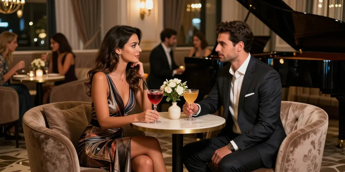 Intimate evening scene with İstanbul Escort in upscale lounge.