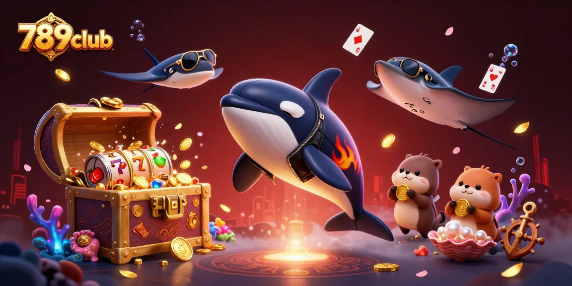 Win big at 789club with an exciting scene featuring casino action and playful sea creatures!