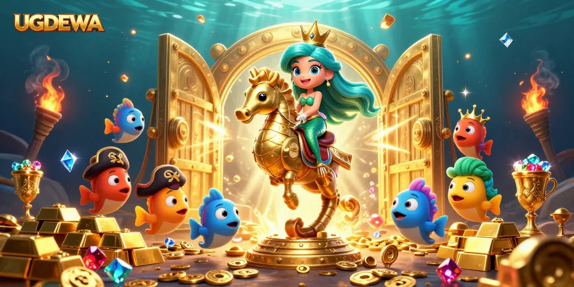 Spin to win at UGDEWA with a vibrant underwater adventure filled with treasures and colorful characters.