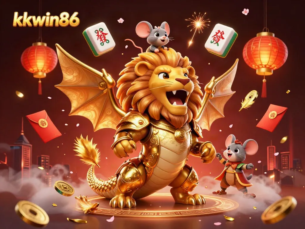 Experience exciting gameplay with kkwin86 in this colorful 3D illustration of casino fun.