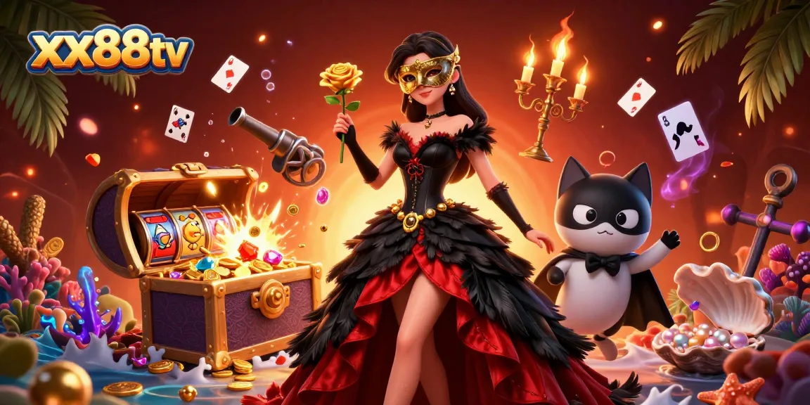 Experience thrilling action with xx88tv in this vibrant, detailed casino illustration.