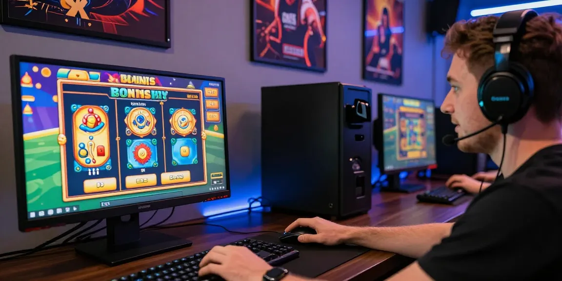 Exciting gameplay of bonus buy slots UK with a player immersed in a vibrant online casino experience.
