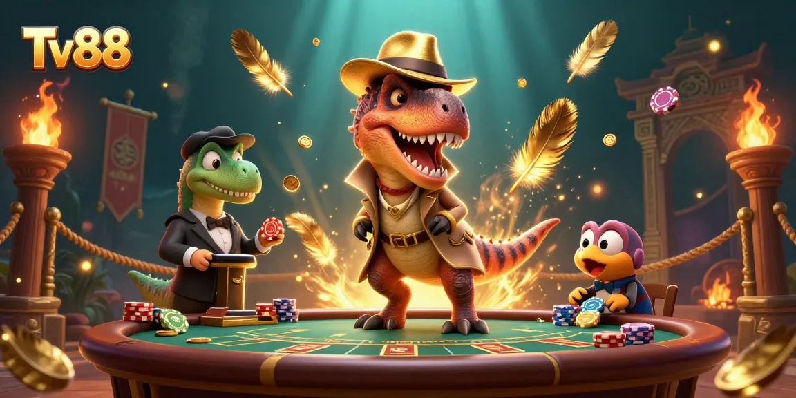 Experience thrilling gameplay at Tv88 with a velociraptor card counter at blackjack.