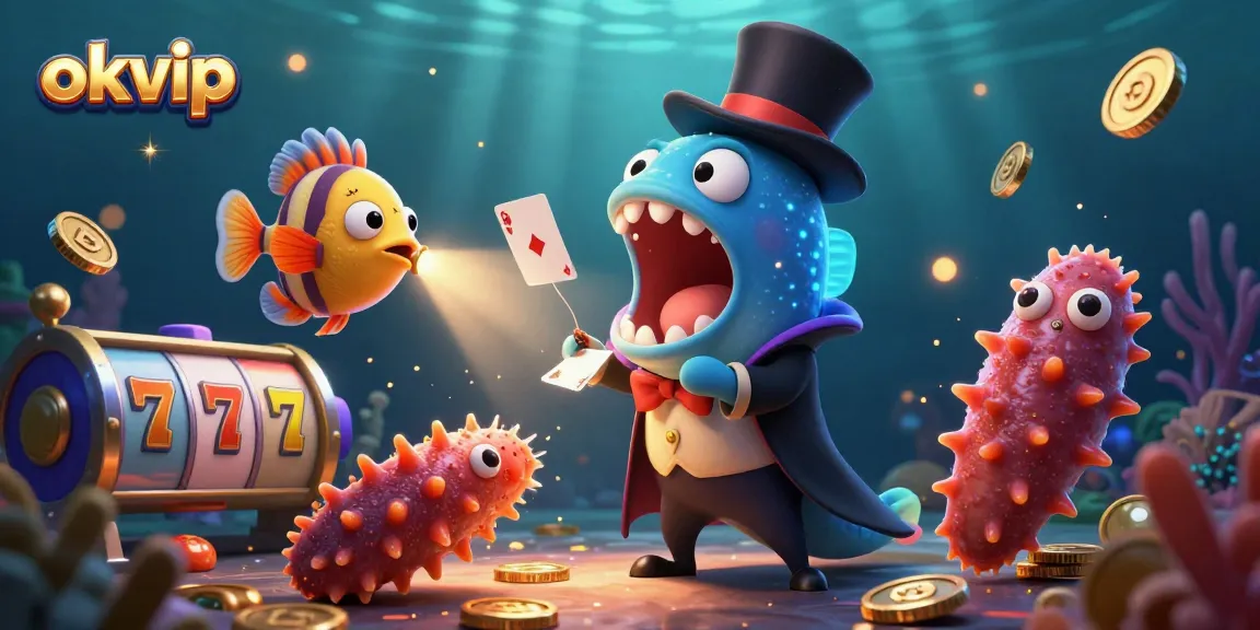 Experience thrilling card magic at okvip with enchanting sea creatures showcasing their casino talents.