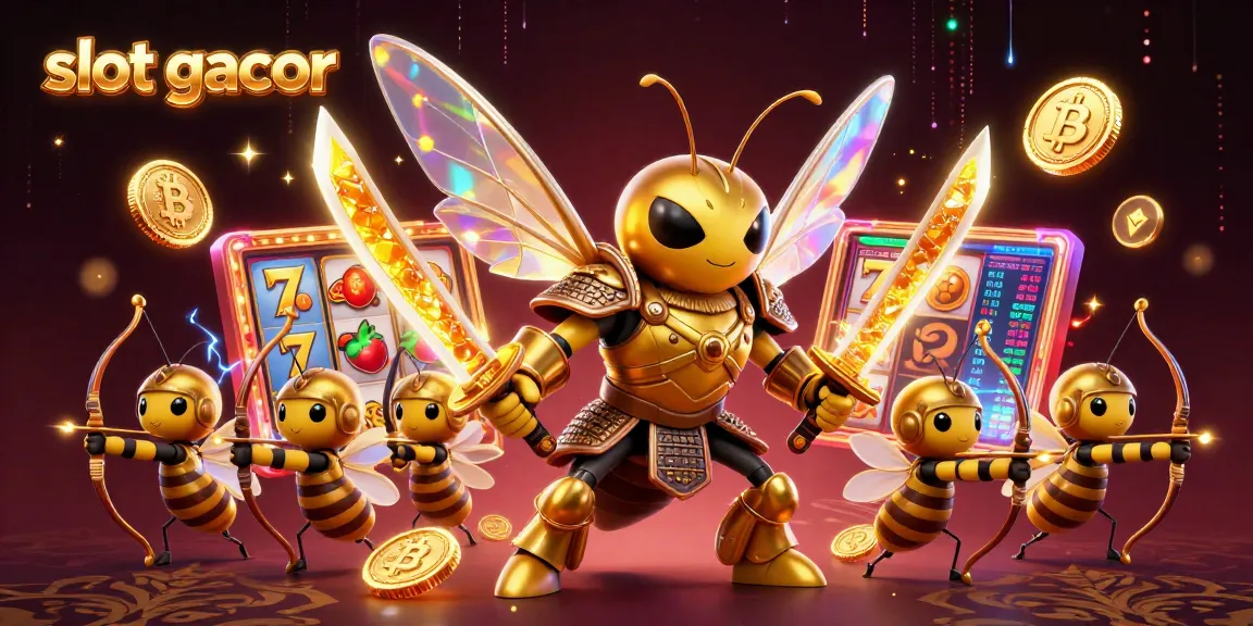 Engage with vibrant slot gacor graphics featuring a golden samurai hornet and arcade game elements.