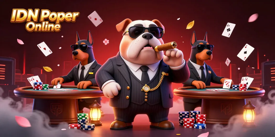 Experience the thrill of IDN Poker Online with an engaging casino-themed 3D illustration.