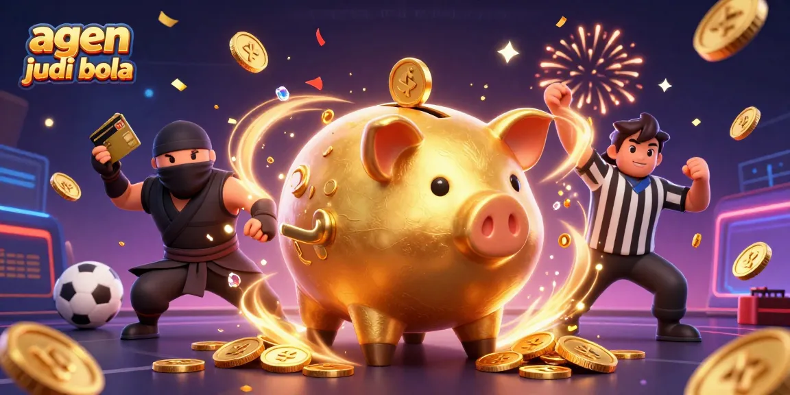 Winning strategies for agen judi bola in a lively illustrated scene with dynamic characters and casino elements.