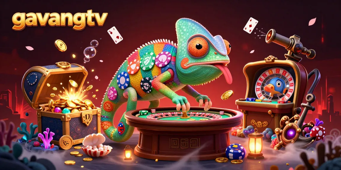 Experience high-stakes excitement with gavangtv in a vibrant casino scene featuring a chameleon owner.