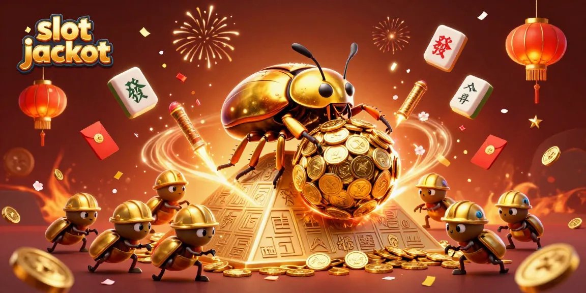 Menangkan slot jackpot dengan ilustrasi 3D menarik yang menampilkan kumbang emas besar.