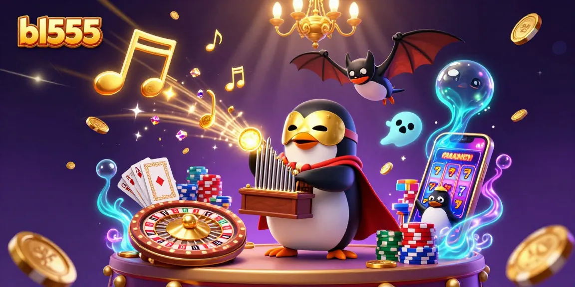 Experience the thrilling gaming world of bl555 with 3D cartoon characters and golden casino elements.