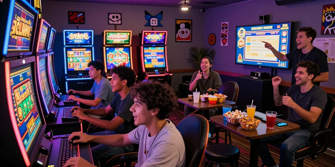 Pengalaman bermain slot online dengan pemain beragam di ruang permainan, menunjukkan kegembiraan dari slot gacor.