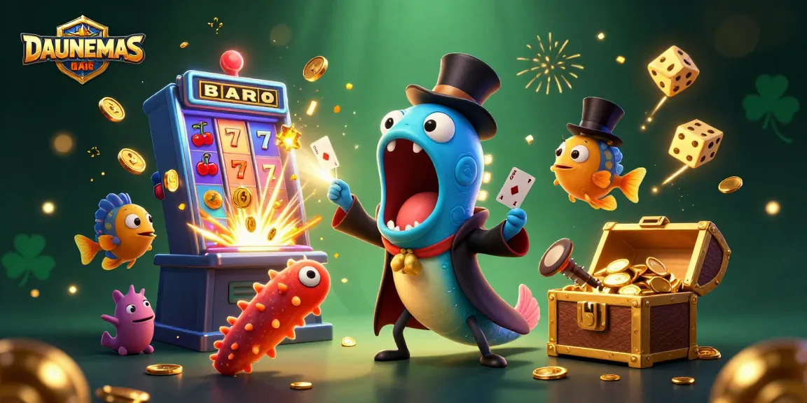 Experience the magic of DAUNEMAS with a bioluminescent eel performing card tricks amidst a jackpot extravaganza.