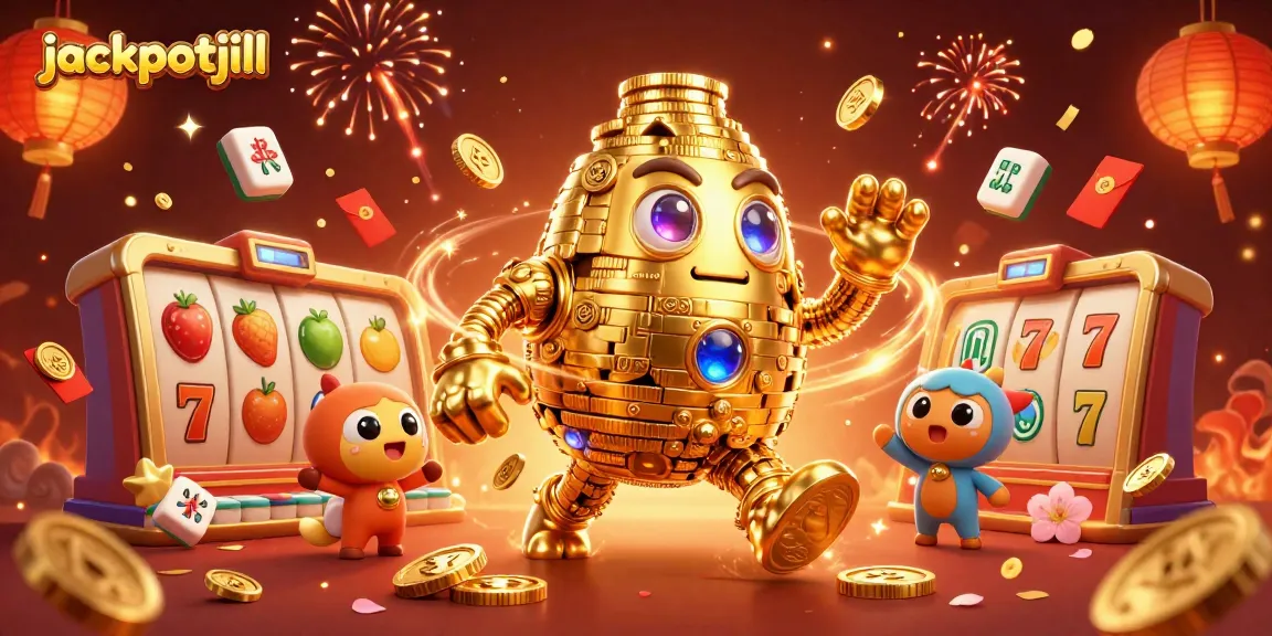 Engage with dynamic slot action at jackpotjill featuring golden golems and festive symbols.