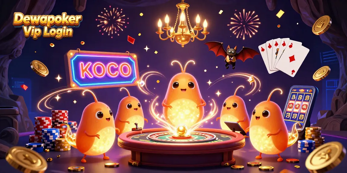 Dewapoker Vip Login illuminates gameplay with bioluminescent glowworms in a lavish casino scene.