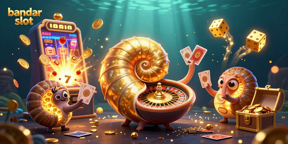 Menangkan permainan bandar slot dalam ilustrasi 3D yang megah dan penuh warna.