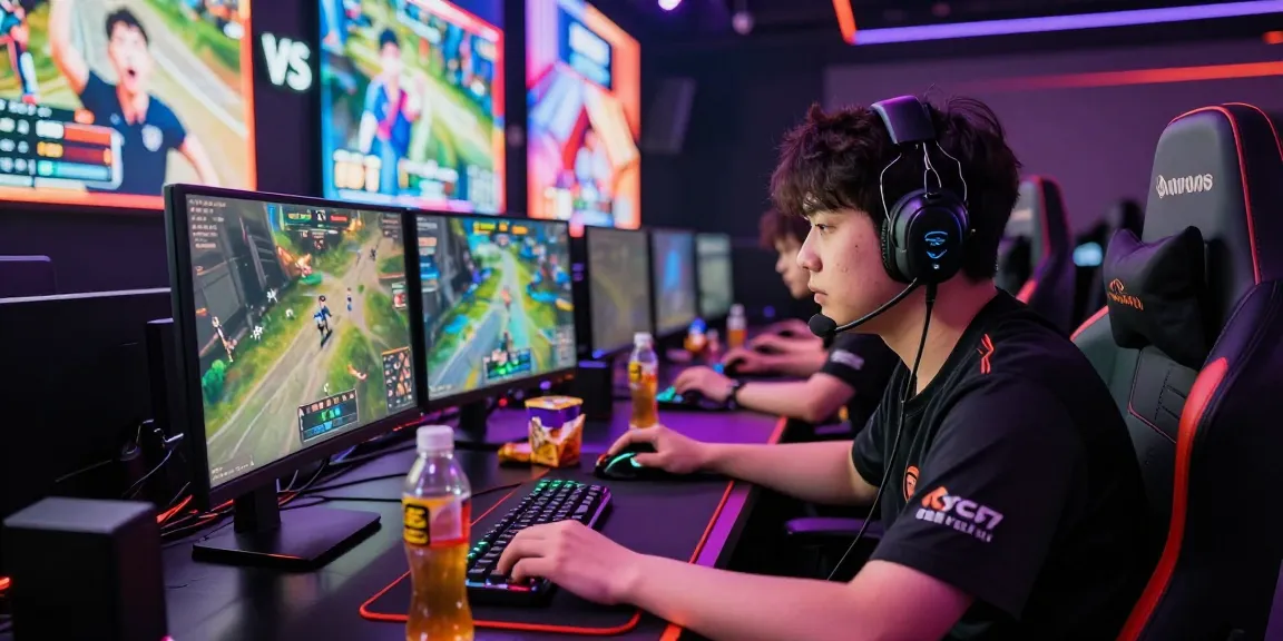 Hitclub esports player focused in competitive gaming arena filled with excitement.